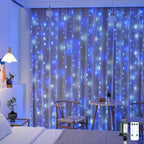 300LED Christmas Curtain Lights Plug in, Blue and White, 9.8x9.8ft in 9.8x9.8ft