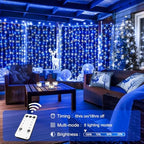 300LED Christmas Curtain Lights Plug in, Blue and White, 9.8x9.8ft in 9.8x9.8ft, alternate view 4