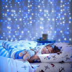 300LED Christmas Curtain Lights Plug in, Blue and White, 9.8x9.8ft in 9.8x9.8ft, alternate view 7