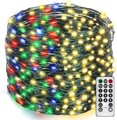 300LED Christmas Tree Lights Fairy String Light 99FT Green Copper Wire Warm White and Multicolor Dimmable with