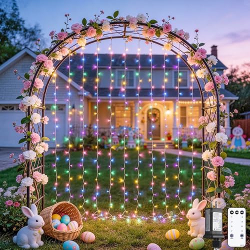 300LED Curtain Lights for Easter Decor, 9.8x9.8ft, Pastel in 9.8x9.8ft