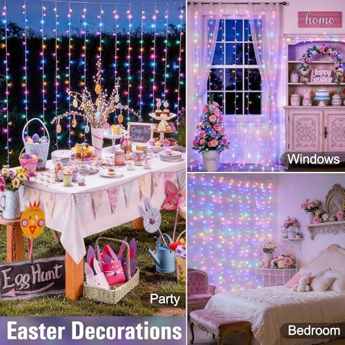 300LED Curtain Lights for Easter Decor, 9.8x9.8ft, Pastel in 9.8x9.8ft, alternate view 4
