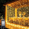 300LED Curtain Lights Plug in Curtain Fairy Lights for Bedroom in Warm White