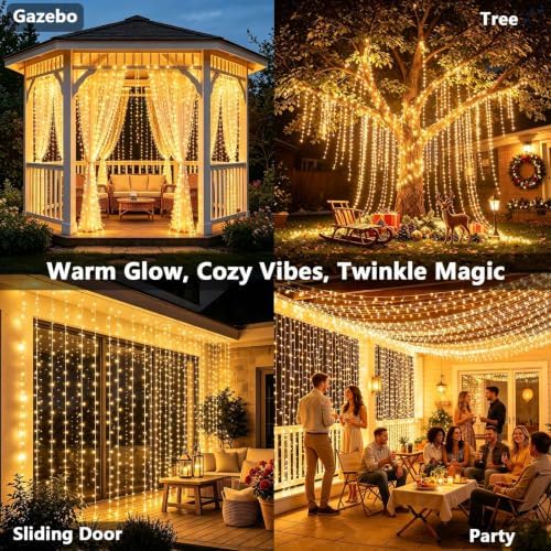 300LED Curtain Lights Plug in Curtain Fairy Lights for Bedroom in Warm White, alternate view 3