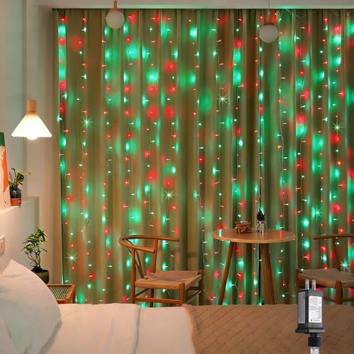 300LED Curtain Lights Red and Green