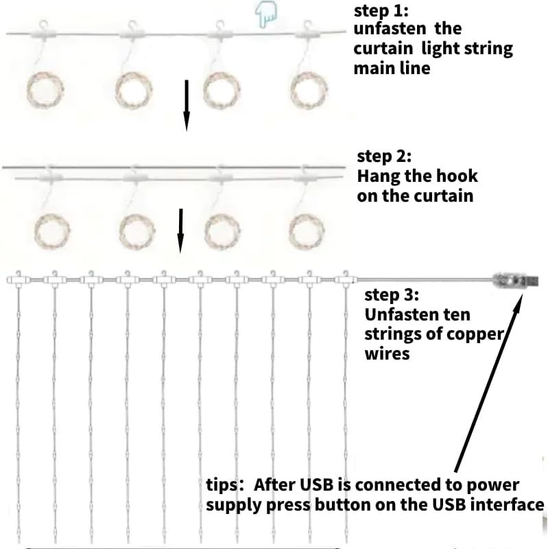 300Led Cuttable Curtain String Lights 10x10ft with Remote Window Lights for Bedroom Wedding Party Festive Season, alternate