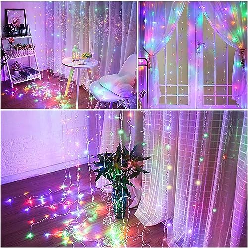 300Led Cuttable Curtain String Lights 10x10ft with Remote Window Lights for Bedroom Wedding Party Festive Season, alternate