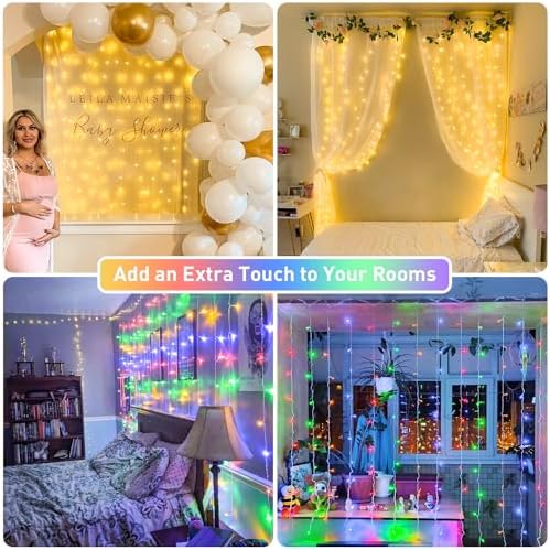 300LED Dual Color Changing Curtain Lights, Plug in, 9.8 x 9.8ft in 9.8 x 9.8ft, alternate view 3