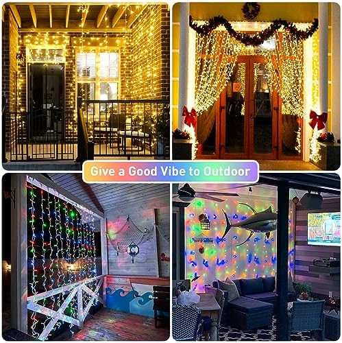 300LED Dual Color Changing Curtain Lights, Plug in, 9.8 x 9.8ft in 9.8 x 9.8ft, alternate view 6