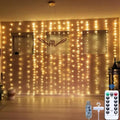 300LED Fairy Curtain Lights, 9.8x9.8Ft Warm White USB Plug in 8 Modes & Timer Christmas String Hanging Lights