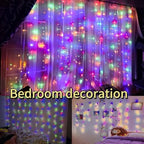 300LED Fairy Curtain Lights, 9.8x9.8Ft Warm White USB Plug in 8 Modes & Timer Christmas String Hanging Lights, alternate view