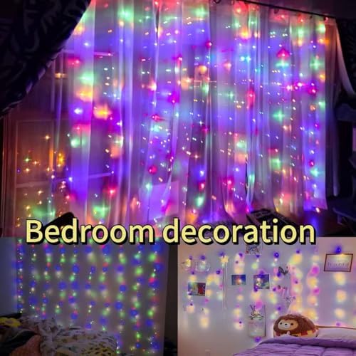 300LED Fairy Curtain Lights, 9.8x9.8Ft Warm White USB Plug in 8 Modes & Timer Christmas String Hanging Lights, alternate view