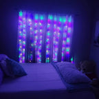 300LED Fairy Curtain Lights, 9.8x9.8Ft Warm White USB Plug in 8 Modes & Timer Christmas String Hanging Lights, alternate view