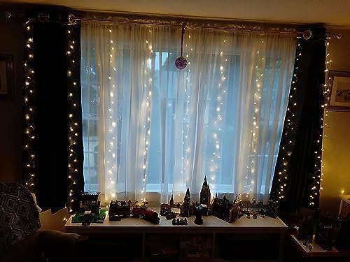300Led Fairy Curtain String Lights 10x10ft with Remote Window Lights for Bedroom Wedding Party Festive Season, alternate view