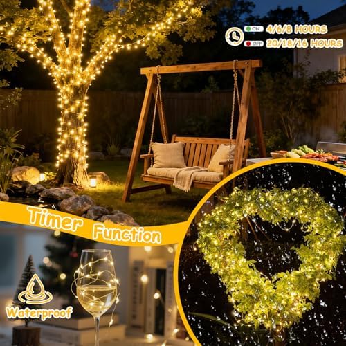 300LED Fairy Lights Twinkle String Light Plug in,99ft Bendable Silver Copper Wire Firefly Lights, 12Modes with, alternate