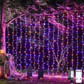 300LED Halloween Curtain Lights, Orange and Purple, 9.8x9.8ft in 9.8x9.8ft