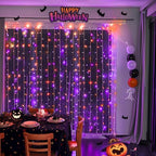 300LED Halloween Curtain Lights, Orange and Purple, 9.8x9.8ft in 9.8x9.8ft, alternate view 2