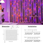 300LED Halloween Curtain Lights, Orange and Purple, 9.8x9.8ft in 9.8x9.8ft, alternate view 5