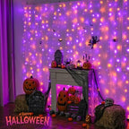 300LED Halloween Curtain Lights, Orange and Purple, 9.8x9.8ft in 9.8x9.8ft, alternate view 6