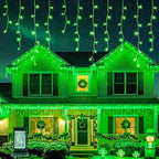 300LED Icicle Lights for Outside, Green Curtain Lights