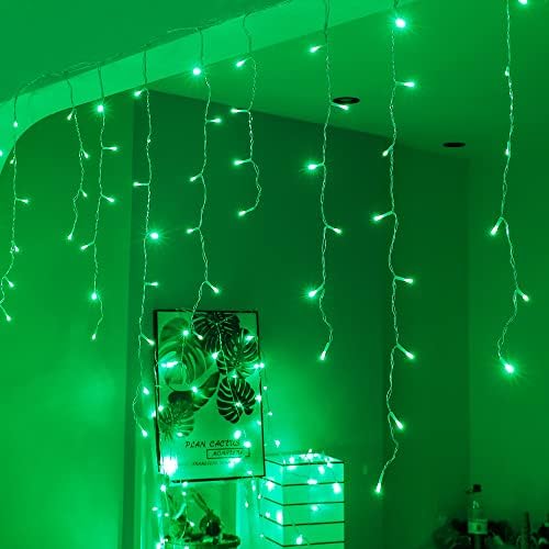 300LED Icicle Lights for Outside, Green Curtain Lights, alternate view 2