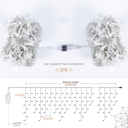 300LED Icicle Lights for Outside, Green Curtain Lights, alternate view 5