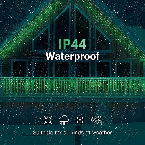 300LED Icicle Lights for Outside, Green Curtain Lights, alternate view 6