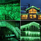 300LED Icicle Lights for Outside, Green Curtain Lights, alternate view 7