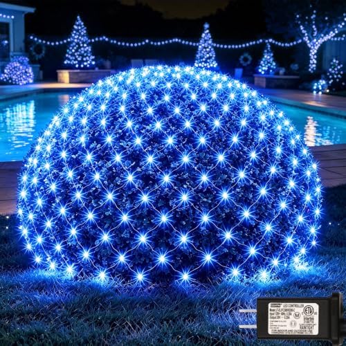 300LED Net Lights, 14.8ft x 5ft Christmas Net Lights Outdoor Connectable, Waterproof Mesh Lights 8 Lighting