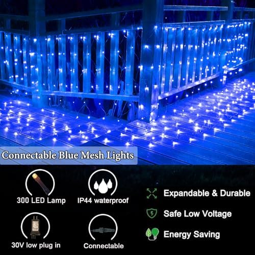 300LED Net Lights, 14.8ft x 5ft Christmas Net Lights Outdoor Connectable, Waterproof Mesh Lights 8 Lighting, alternate view 4