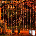 300LED Orange Halloween Curtain Lights with Remote, 9.8x9.8ft in 9.8x9.8ft