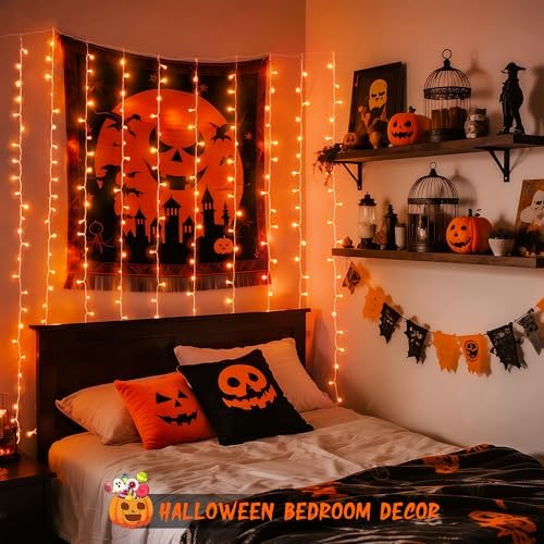 300LED Orange Halloween Curtain Lights with Remote, 9.8x9.8ft in 9.8x9.8ft, alternate view 3