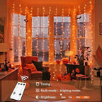 300LED Orange Halloween Curtain Lights with Remote, 9.8x9.8ft in 9.8x9.8ft, alternate view 4