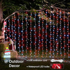 300LED Red and White Christmas Curtain Lights for Bedroom, Plug in, alternate view 2