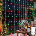 300LED Red White and Green Christmas Curtain Lights in Red White and Green