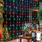 300LED Red White and Green Christmas Curtain Lights in Red White and Green