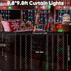 300LED Red White and Green Christmas Curtain Lights in Red White and Green, alternate view 2