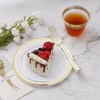 300PCS Plastic Dinnerware Set, Gold Disposable Plates in Gold, alternate view 4