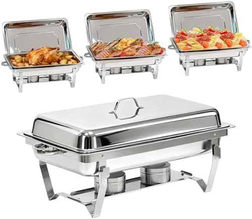 304 Stainless Steel Chafing Dishes for Buffet 4Pack, 9QT Chafing Dish Buffet Set, Food Warmers for Parties