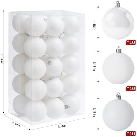 30ct Christmas Ball Ornaments, 1.18" Shatterproof Christmas Tree Decorations, Perfect Hanging Ball for, alternate view 3