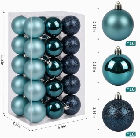 30ct Christmas Ball Ornaments, 2.36" Shatterproof Christmas Tree Decorations, Perfect Hanging Ball for, alternate view 3