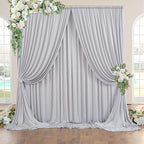 30ft×10ft Silver Grey Wrinkle Free Backdrop Curtains for Parties, 6 Panels 5×10ft Thick&Silky Polyester Silver, alternate