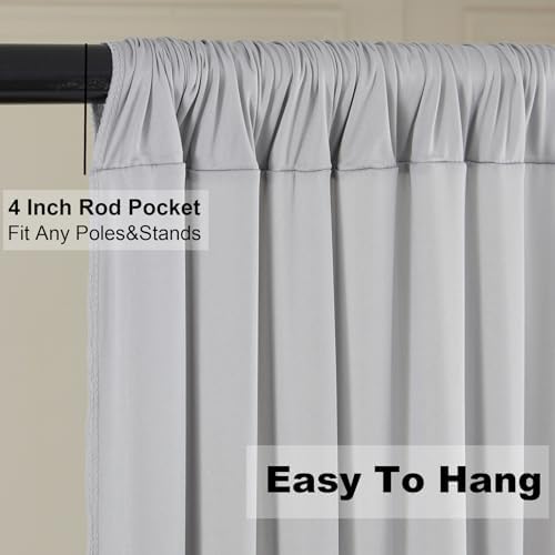 30ft×10ft Silver Grey Wrinkle Free Backdrop Curtains for Parties, 6 Panels 5×10ft Thick&Silky Polyester Silver, alternate