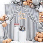 30ft×10ft Silver Grey Wrinkle Free Backdrop Curtains for Parties, 6 Panels 5×10ft Thick&Silky Polyester Silver, alternate