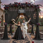 30ft×10ft Wrinkle Free Black Backdrop Curtain Drapes, 6 Panels 5ftx10ft Sheer Tulle Chiffon Backdrop Panels, alternate view 2