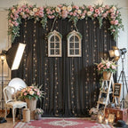 30ft×10ft Wrinkle Free Black Backdrop Curtain Drapes, 6 Panels 5ftx10ft Sheer Tulle Chiffon Backdrop Panels, alternate view 4