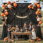 30ft×10ft Wrinkle Free Black Backdrop Curtain Drapes, 6 Panels 5ftx10ft Sheer Tulle Chiffon Backdrop Panels, alternate view 6