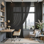30ft×10ft Wrinkle Free Black Backdrop Curtain Drapes, 6 Panels 5ftx10ft Sheer Tulle Chiffon Backdrop Panels, alternate view 7
