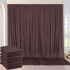30ft×10ft Wrinkle Free Brown Backdrop Curtain for Parties, 6 Panels 5×10ft Soft Silky Polyester Umber Photo