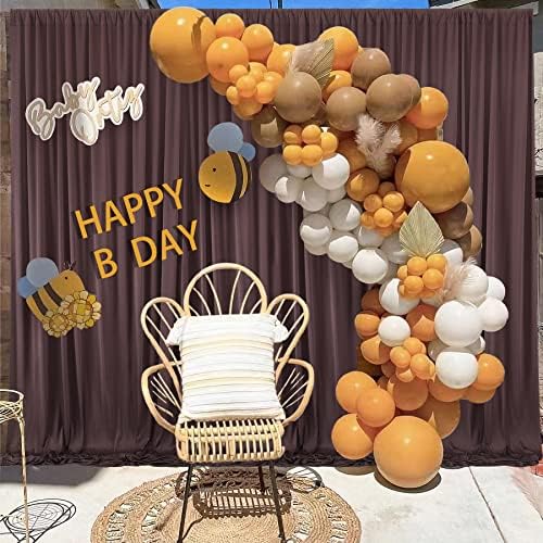 30ft×10ft Wrinkle Free Brown Backdrop Curtain for Parties, 6 Panels 5×10ft Soft Silky Polyester Umber Photo, alternate view 6